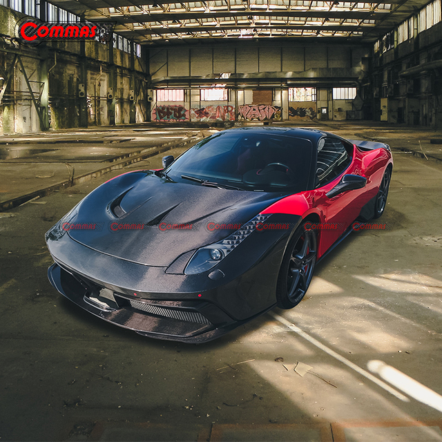 Schwarze Kohlefaser-Motorabdeckung im Sails-Stil für Ferrari 458