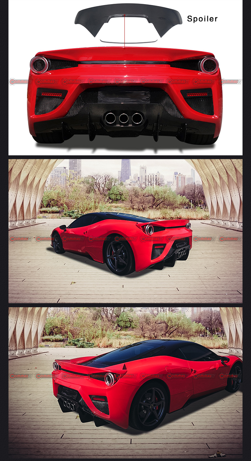 Ferrari 458 Heckfl&uuml;gel mit schwarzen Segeln