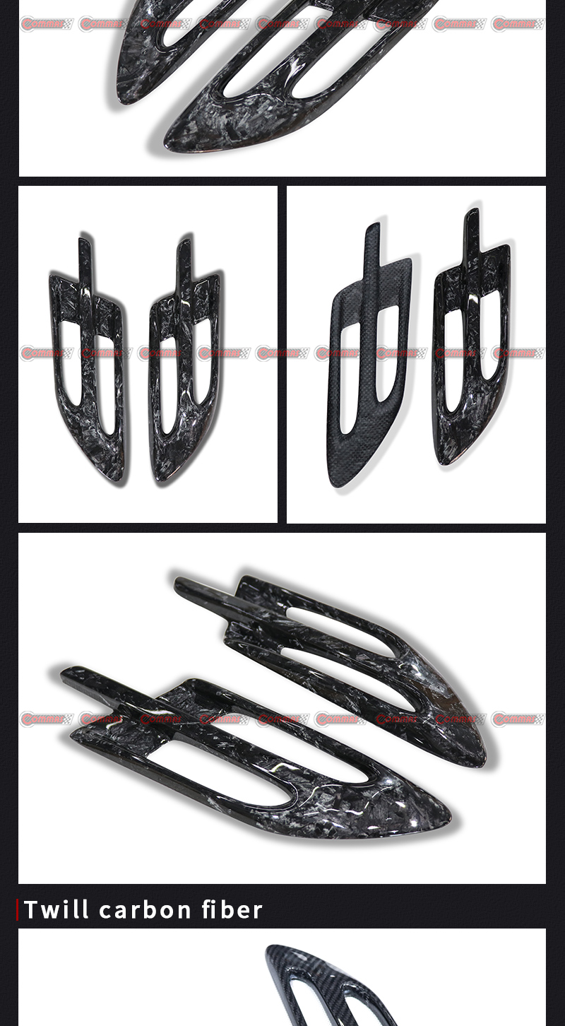 Kotfl&uuml;gelverkleidungen f&uuml;r seitliche L&uuml;ftungsschlitze aus Kohlefaser